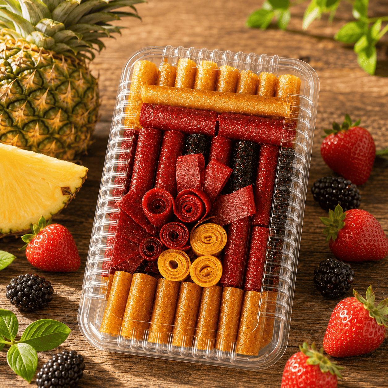 rollos de frutas mixtos deshidratados naturales Aras